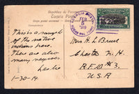 PANAMA - 1919 - CANCELLATION & ISLAND MAIL: Coloured PPC 'Group of Indios of the Interior of the Goagira (Colombia)' franked on message side with 1915 1c black & green (SG 162) tied by fine AGENCIA POSTAL BOCAS DEL TORO cds (P.O. situated on Isla de Colon). Addressed to USA.  (PAN/10381)