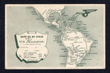 PANAMA - 1944 - AIRMAIL: Green 'PAA Grace - Este es mi Viaje via Panagra' illustrated air routes postcard franked on message side with 1942 8c black & brown and 1943 1c carmine TAX issue (SG 420 & 434) tied by indistinct PANAMA cds's. Addressed to USA with circular censor mark.  (PAN/10417)