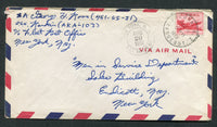 PANAMA - CANAL ZONE - 1952 - NAVAL MAIL: Airmail cover franked with USA 1947 6c carmine AIR issue (SG A944) tied by BALBOA PAQUEBOT C.Z. cds with NEW YORK N.Y. U.S.S. RANKIN BR. US Naval cds alongside. Addressed to USA.  (PAN/10448)