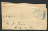 PANAMA - 1892 - NEWSPAPER WRAPPER: Stampless 'Captain Bass' newspaper wrapper sent from COLON with fine AGENCIA POSTAL NACIONAL COLON duplex cds in blue. Addressed to the Pacific Steam Navigation Co. in PANAMA CITY.  (PAN/17444)
