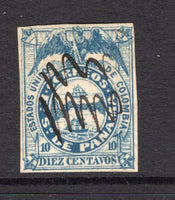 PANAMA - 1878 - CLASSIC ISSUES: 10c blue on medium thick paper 'First Issue' a superb four margin copy used with manuscript cancel. Scarce stamp in fine condition. (SG 2B)  (PAN/20688)