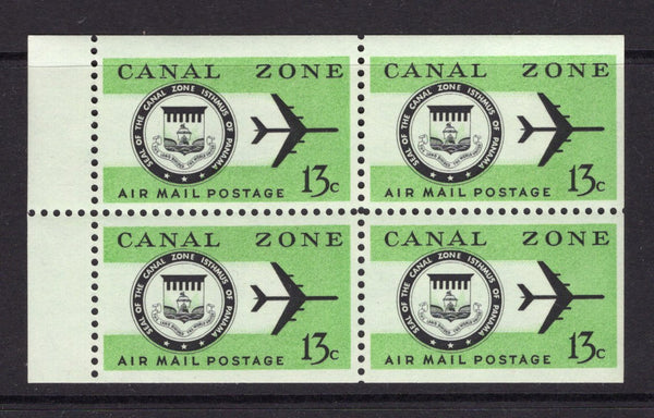 PANAMA - CANAL ZONE - 1965 - BOOKLET PANE: 13c black & green 'Airmail' issue BOOKLET PANE of four fine unmounted mint. (SG 236a)  (PAN/25054)