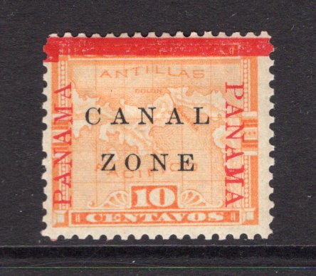 PANAMA - CANAL ZONE - 1904 - OVERPRINTS ON PANAMA: 10c orange MAP issue of Panama with 'CANAL ZONE' overprint in black, a fine mint copy. (SG 13)  (PAN/25596)