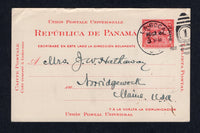 PANAMA - CANAL ZONE - 1908 - POSTAL STATIONERY & CANCELLATION: 1c on 2c carmine postal stationery card with 'CANAL ZONE' overprint (H&G 1) used with fine LA BOCA cds dated AUG 18 1908. Addressed to USA.  (PAN/26826)