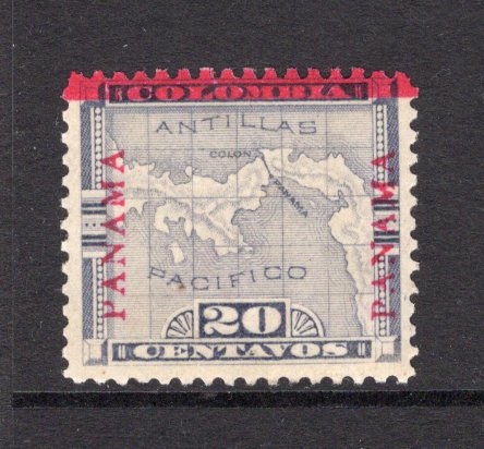 PANAMA - 1904 - VARIETY: 20c violet MAP issue with 'Third Panama' overprint a fine mint copy (dried gum) with variety INVERTED V FOR SECOND A. (SG 64, Heydon #97o)  (PAN/27034)