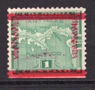 PANAMA - 1904 - VARIETY: 1c green MAP issue with 'Third Panama' overprint, a fine unused copy with variety OVERPRINT DOUBLE. (SG 62 variety, Heydon #95oo)  (PAN/27110)