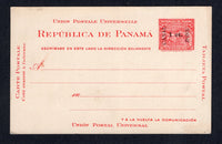 PANAMA - CANAL ZONE - 1907 - POSTAL STATIONERY: 1c on 2c carmine postal stationery card with 'CANAL ZONE' overprint (H&G 1a) with variety 'CANAL' 13mm long, very fine unused. Scarce.  (PAN/27133)