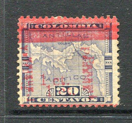 PANAMA - 1906 - VARIETY: 1c on 20c violet MAP 'Surcharge' issue with overprint in light rose (third printing) a mint copy with variety OVERPRINT DOUBLE. (SG 138g, Heydon 198q)  (PAN/28770)