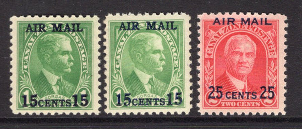 PANAMA - CANAL ZONE - 1929 - AIRMAILS: 'AIR MAIL' surcharge issue, the set of three including both types of '5' overprints on the 1c green, all fine mint. (SG 117/119)  (PAN/28801)