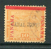 PANAMA - CANAL ZONE - 1904 - PROVISIONAL ISSUE: 10c orange MAP issue of Panama with 'CANAL ZONE' handstamp in grey blue, a fine used copy with part ANCON cds. Scarce stamp. (SG )  (PAN/30570)