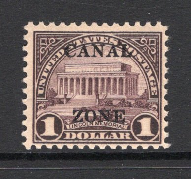 PANAMA - CANAL ZONE - 1924 - OVERPRINTS ON USA: $1 purple brown USA issue with 'CANAL ZONE' overprint (A's with pointed tops), a fine mint copy. (SG 97)  (PAN/30583)