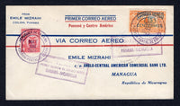 PANAMA - 1929 - FIRST FLIGHT: Printed 'Primer Correo Aereo Panama y Centro America' airmail cover franked with 1924 2c carmine and 1929 15c on 10c orange AIR surcharge issue (SG 200 & 229) tied by COLON cds's dated MAY 22 1929. Flown on the COLON - MANAGUA, NICARAGUA first flight with boxed 'AGENCIA POSTAL DE COLON PRIMER SERVICIO DE CORREO AEREO PANAMA - NICARAGUA' first flight cachet in purple on front. Addressed to NICARAGUA with arrival mark on reverse. (Muller #15, only 176 covers flown)  (PAN/31651)