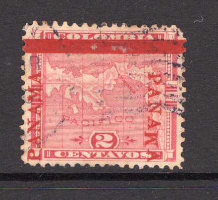 PANAMA - 1904 - VARIETY: 2c carmine MAP issue with 'Fourth Panama' overprint in dark carmine with wide bar (fourth printing), a fine used copy variety 'PANAWA' (Inverted 'M' at right) from either position 24 or 29 in the sheet. Uncommon. (SG 54c, Heydon #106a)  (PAN/37922)