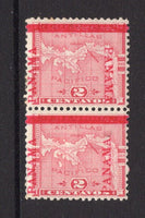 PANAMA - 1904 - VARIETY: 2c carmine MAP issue with 'Fourth Panama' overprint in carmine with narrow bar (first printing), a fine mint pair with variety BOTH PANAMA's READING UPWARDS on lower stamp from either position 51 or 567 of the sheet. (SG 54a, Heydon #103a)  (PAN/37924)