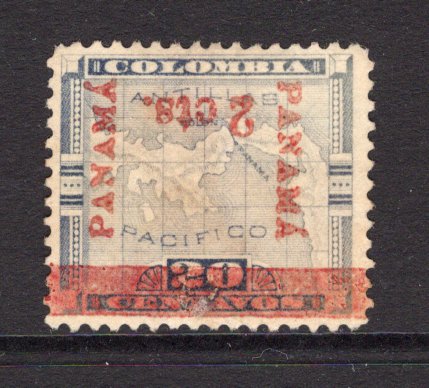 PANAMA - 1906 - UNISSUED: 2c on 20c violet MAP 'Surcharge' issue, the UNISSUED value with OVERPRINT INVERTED (this value only exists with inverted opt), an unused copy without gum. Uncommon. (See note in SG)  (PAN/37947)