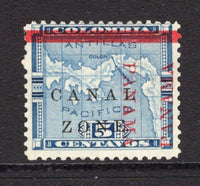 PANAMA - CANAL ZONE - 1904 - OVERPRINTS ON PANAMA & VARIETY: 5c blue MAP issue of Panama with 'CANAL ZONE' overprint in black, a fine mint copy with variety BOTH PANAMAs OVERPRINT AT RIGHT. (SG 12 variety)  (PAN/37965)