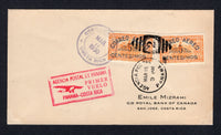 PANAMA - 1930 - FIRST FLIGHT: Cover franked with 2 x 1930 5c on 10c orange AIR issue (SG 238) tied by PANAMA cds dated MAR 10 1930. Flown on the PANAMA - COSTA RICA first flight with boxed 'AGENCIA POSTAL DE PANAMA PRIMER VUELO PANAMA - COSTA RICA' first flight cachet in pink. Addressed to COSTA RICA with arrival cds dated 11 MAR 1930 on front. (Muller #38)  (PAN/38334)