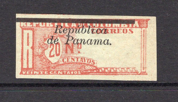 PANAMA - 1904 - PROVISIONAL ISSUE: 20c red brown on blue 'Registration' issue of Colombia with 'Fourth Colon' overprint in black. A fine mint copy. Scarce & underrated issue. (SG R106)  (PAN/39167)