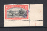 PANAMA - 1950 - SPECIMEN: 2c black & scarlet 'Oxen Drawing a Sugar Cart' issue, a fine corner marginal copy with small boxed 'MUESTRA' handstamp in violet at right. Expertised 'SANABRIA' & 'KESSLER' on reverse. (SG 409)  (PAN/40400)