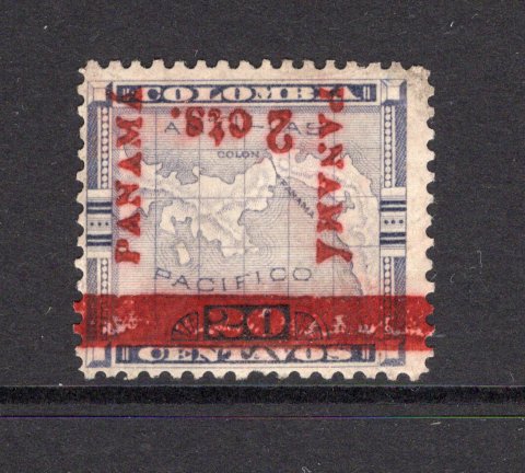 PANAMA - 1906 - UNISSUED: 2c on 20c violet MAP 'Surcharge' issue, the UNISSUED value with OVERPRINT INVERTED (this value only exists with inverted opt), an unused copy without gum. Uncommon. (See note in SG)  (PAN/40750)