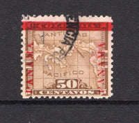 PANAMA - 1904 - MAP ISSUE: 50c bistre brown MAP issue with 'Third Panama' overprint a fine cds used copy. (SG 65, Heydon #98)  (PAN/40754)