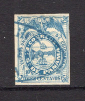 PANAMA - 1878 - CLASSIC ISSUES: 10c blue on medium thick paper 'First Issue' a fine four margin copy used with part blue oval cancel dated 1878. Twice expertised on reverse. Scarce stamp in fine condition. (SG 2B)  (PAN/952)