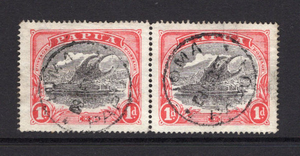 PAPUA NEW GUINEA - 1916 - CANCELLATION: 1d black & carmine red 'Lakatoi' issue, a fine used pair with IOMA cds's dated DEC 1923. Scarce. (SG 94)  (PAP/15266)