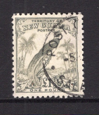 PAPUA NEW GUINEA - 1932 - BRITISH NEW GUINEA: £1 olive grey 'Bird of Paradise' British New Guinea issue redrawn without dates, a fine cds used example. (SG 189)  (PAP/32704)