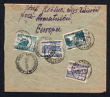 PARAGUAY - 1937 - JEWISH COLONY: Incoming registered cover from POLAND franked with 1937 4 x 25gr state blue (SG 331) tied by KOLOMYJA cds's with boxed registration marking on alongside and currency control cachet.  Addressed to 'Senior Haliuatiuk Semen, Carmen del Parana, Rep Paraguay'. (A member of Colonia Fram which was a settlement of Polish, Czech & Hungarian Jews fleeing persecution in Europe). ASUNCION transit cds on reverse and fine CARMEN DEL PARANA arrival cds on front.  (PAR/10503)