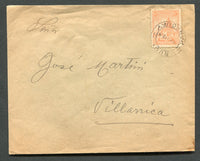 PARAGUAY - 1939 - CANCELLATION: Cover franked with single 1927 5p orange (SG 314) tied by good strike of NUMI cds dated SEP 1939. Addressed to VILLARICA with CIUDAD DE VILLARRICA arrival cds on reverse.  (PAR/30705)