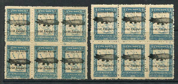 PARAGUAY - 1931 - AIRMAILS: 'Graf Zeppelin' overprint issue the pair in fine mint blocks of six. (SG 429/430)  (PAR/34151)