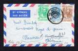 PARAGUAY - 1970 - CANCELLATION: Airmail cover franked with 1970 1g bistre brown, 5g blue and 10g light emerald on front and 4 x 1g bistre brown and pair 10g light emerald on reverse (SG 1121 & 1125/1126) all tied by multiple strikes of undated circular CORREO DE SAN BERNARDINO 'Arms' cancel in black. Addressed to GERMANY with light ASUNCION transit cds on reverse.  (PAR/40674)