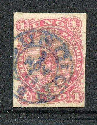 PARAGUAY - 1870 - CLASSIC ISSUES: 1r rose pink 'Lion' issue a fine used copy with ASUNCION cds, four margins, close in places. (SG 1)  (PAR/5781)
