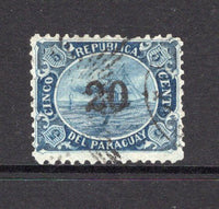 PARAGUAY - 1868 - CINDERELLA: '20' on 5c deep blue 'Boston Gang' BOGUS issue showing 'Ship on the Ocean' a genuine engraved example used. Very scarce.  (PAR/5923)
