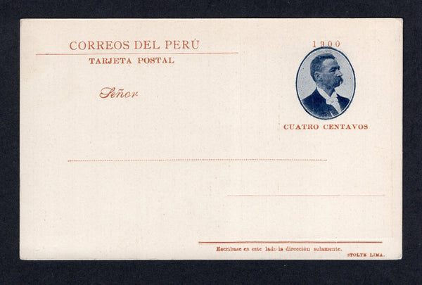 PERU - 1901 - POSTAL STATIONERY: 4c bluish black & brown postal stationery viewcard (H&G 52) with view in brown on reverse of 'Templo de la Matriz, Callao' fine unused.  (PER/10641)