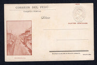 PERU - 1899 - POSTAL STATIONERY: 4c brown postal stationery viewcard (H&G 40a, large date) with view of 'Calle de Mercaderes - Lima' fine unused.  (PER/13494)