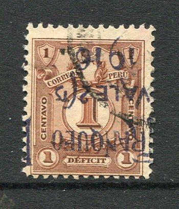 PERU - 1916 - VARIETY: 2c on 1c brown 'Postage Due' issue a fine cds used copy with variety OVERPRINT INVERTED. (SG 401a)  (PER/30798)