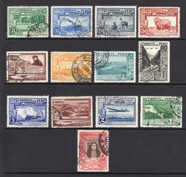PERU - 1936 - AIRMAILS: 'Waterlow' AIRMAIL issue the set of thirteen fine cds used. (SG 596/608)  (PER/41293)