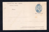 PERU - 1901 - POSTAL STATIONERY: 2c dark blue & purple brown postal stationery viewcard (H&G 50) with view in brown on reverse of 'Banos de Chorrillos'. A fine unused example. (Moll scarcity rating 2)  (PER/41395)