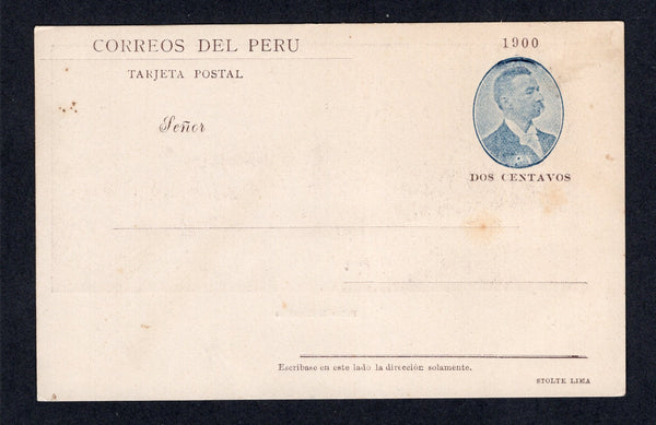 PERU - 1901 - POSTAL STATIONERY: 2c dark blue & purple brown postal stationery viewcard (H&G 50) with view in brown on reverse of 'Banos de Chorrillos'. A fine unused example. (Moll scarcity rating 2)  (PER/41395)