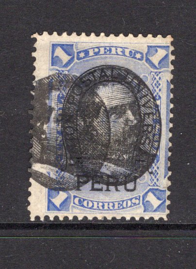PERU - 1894 - BERMUDEZ HEAD ISSUE & VARIETY: 1s ultramarine with 'Bermudez Head' overprint and UPU 'Horseshoe' overprint, a fine mint copy with variety BERMUDEZ HEAD OVERPRINT DOUBLE. A rare and underrated stamp. (SG 304b)  (PER/41611)