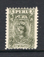 PERU - 1931 - VARIETY: 2c olive green 'Manco Capac' issue a fine mint copy with variety DESIGN PRINTED DOUBLE. Scarce. (SG 500 variety).  (PER/6122)