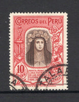 PERU - 1936 - AIRMAILS: 10s brown & carmine 'Santa Rosa' issue a superb cds used copy. (SG 608)  (PER/6177)