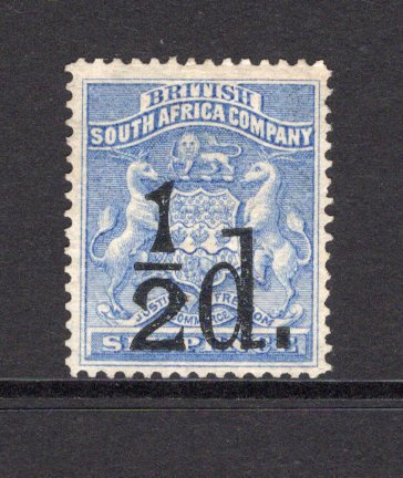 RHODESIA - 1892 - PROVISIONAL ISSUE: ½d on 6d ultramarine 'Provisional' SURCHARGE issue, a fine unused copy. Scarce stamp. (SG 14)  (RHO/15476)