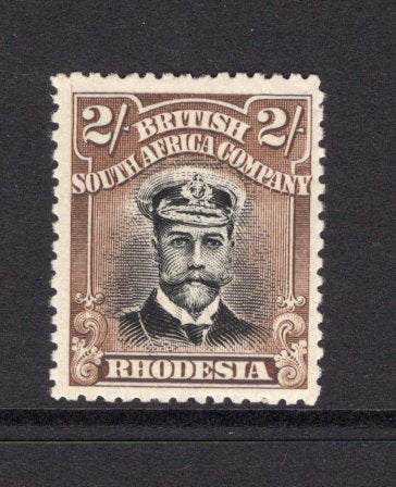 RHODESIA - 1913 - ADMIRAL ISSUE: 2/- black & brown 'Admiral' issue, Die 2, perf 14. A fine mint copy. (SG 234)  (RHO/15503)