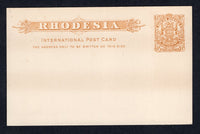 RHODESIA - 1897 - POSTAL STATIONERY: 1½d brown yellow on white postal stationery card (H&G 9). A fine unused example.  (RHO/22138)