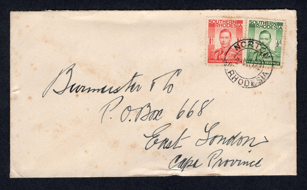RHODESIA - SOUTHERN RHODESIA - 1942 - CANCELLATION: Cover franked with 1937 ½d green and 1d scarlet GVI issue (SG 40/41) tied by NORTON cds. Addressed to SOUTH AFRICA.  (RHO/22166)