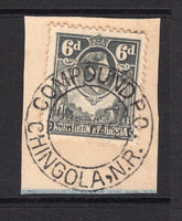 RHODESIA - NORTHERN RHODESIA - 1938 - CANCELLATION: 6d grey GVI issue tied on piece by superb strike of COMPOUND P.O. CHINGOLA, N.R. cds dated 23 APR 1952. (SG 38)  (RHO/33460)