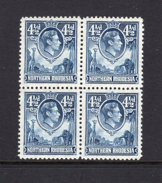 RHODESIA - NORTHERN RHODESIA - 1938 - MULTIPLE: 4½d blue GVI issue, a fine mint block of four. (SG 37)  (RHO/40509)