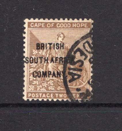 RHODESIA - 1896 - PROVISIONAL ISSUE: 2d deep bistre 'BRITISH SOUTH AFRICA COMPANY' overprint on Cape of Good Hope issue. A fine copy from position 2 of the setting of 6 used with part BULAWAYO RHODESIA cds. (SG 60)  (RHO/40758)